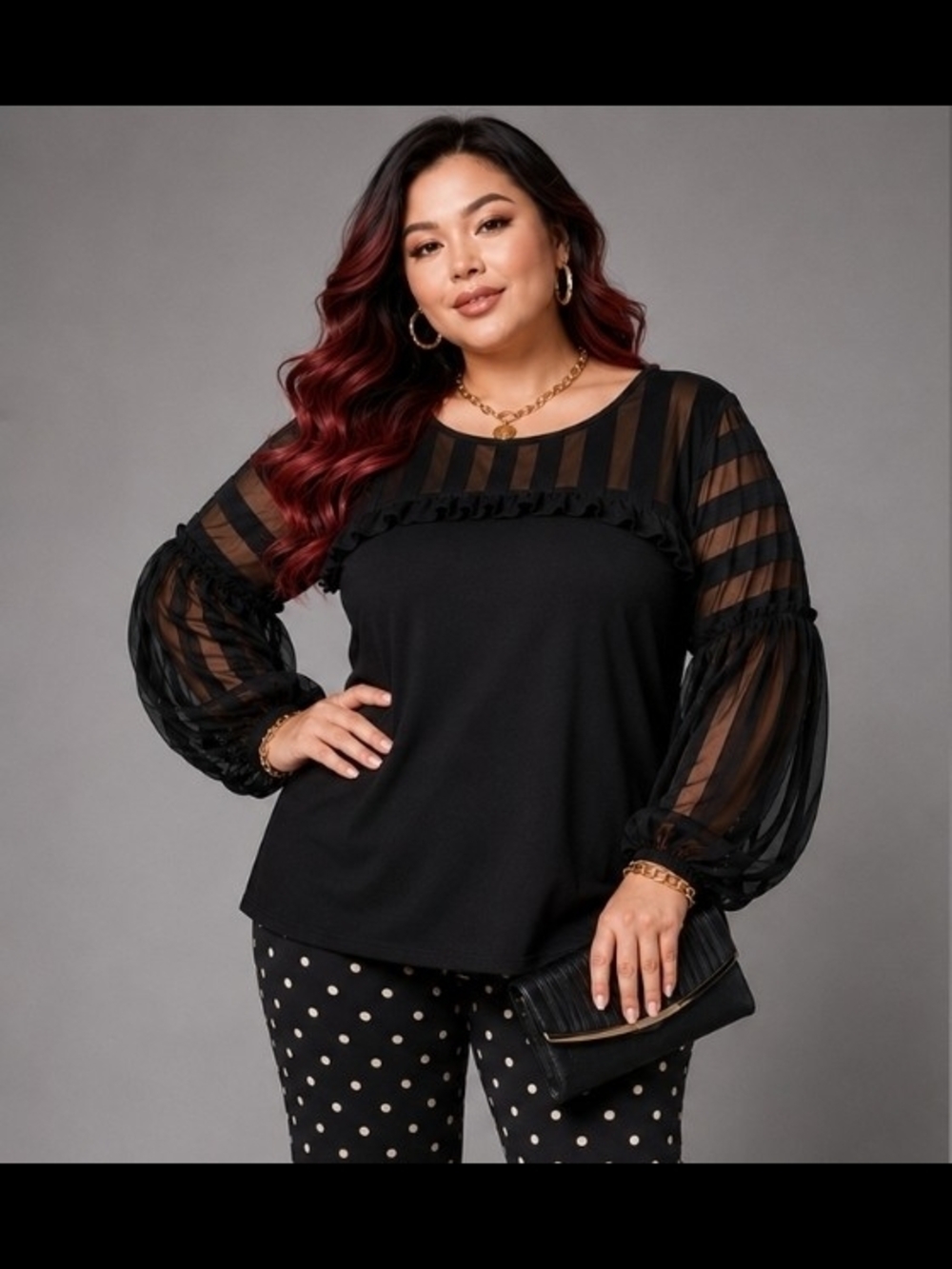 Boutique | Flattering A-Line Sheer Sleeve Blouse | Size 2XL | Statement Sleeve